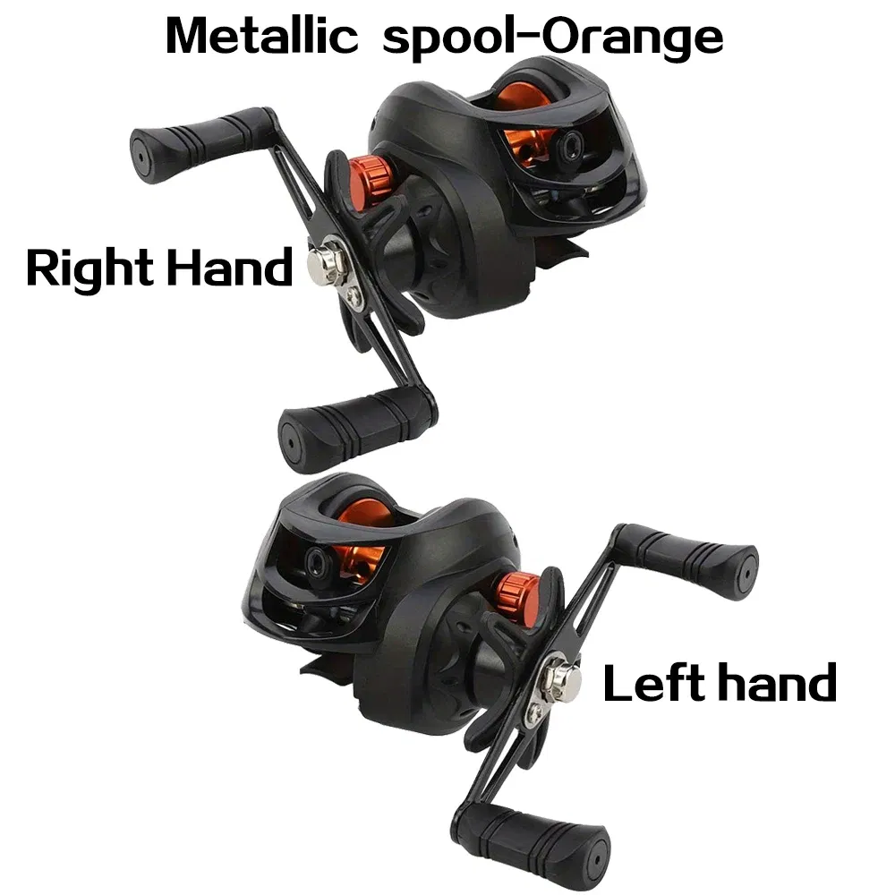 Color: Orange, Use Mode: Left Hand, Bearing Quantity: 18 - BILLINGS Baitcasting Reel AK Series,7.2:1 Gear Ratio 18+1BB,18LB Max Drag,Shallow Spool,For Freshwater Saltwate