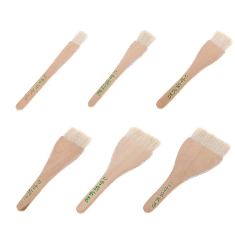 Color: Light Grey - Goat Hair Paint Brush Ceramic Pottery Painting with Handle Drawing Brush for Teacher Students Painting Course Teaching