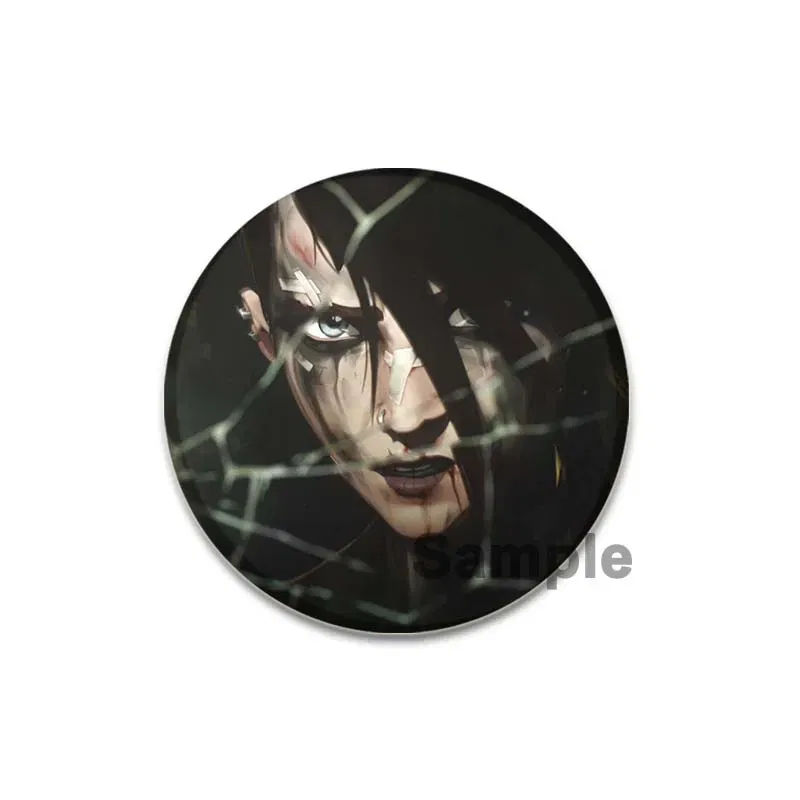 Color: light yellow, Size: S - 32/44/58mm  Anime Round Pins Cartoon Character Arcane Badge Role Play Handmade Tinplate Brooches for Clothes Backpack Decoration