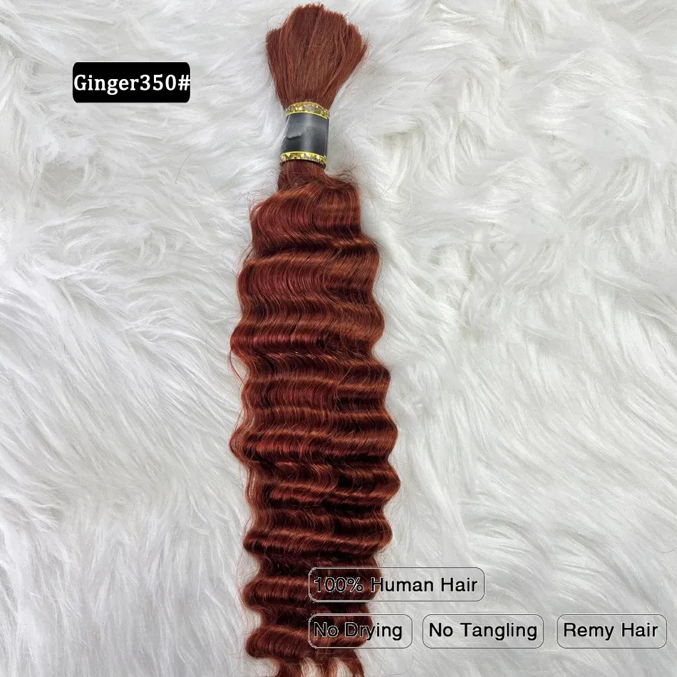 Color: 4/27HL, Stretched Length: 26inches - Pre-Colored Brazilian Deep Wave Bulk Human Hair No Weft Remy Bulk Human Hair 14 To 28 Inch Bulk Hair Extension Crochet Braids
