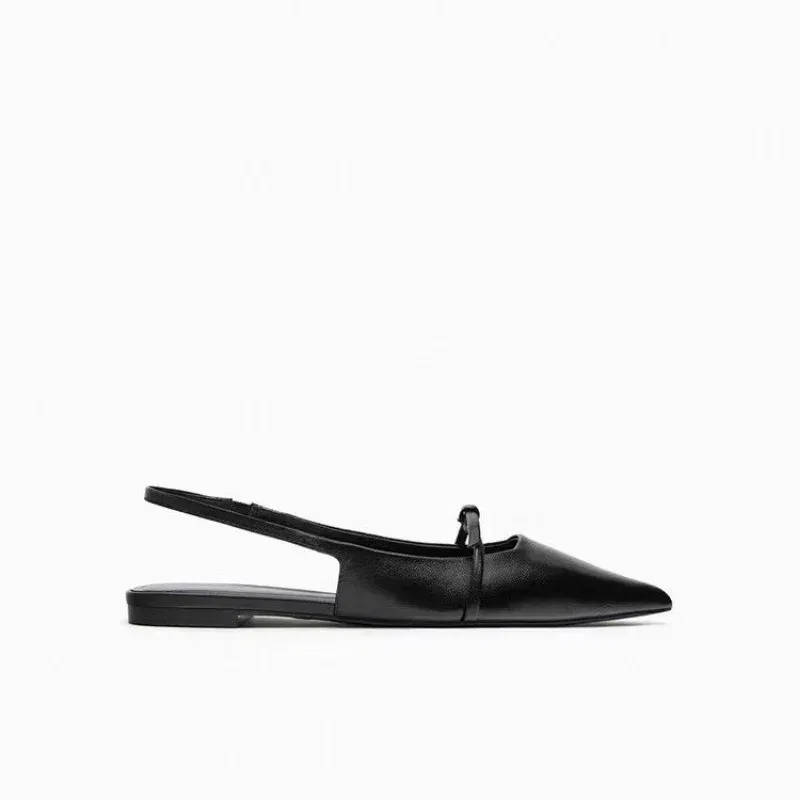 Color: black, Shoe Size: 38 - New Women Sandal Fashion Pointed Toe Shallow Mouth Non-slip  Ladies Elegant Slingback Shoes Flat Sandals