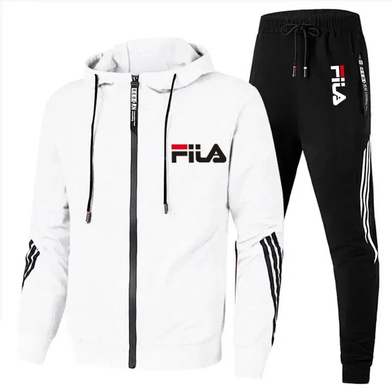 Color: GRAY, Size: XL, Ships From: CHINA - Men's spring and Fall outdoor zipper jacket + sweatpants jogging set Casual basketball fitness two-piece set