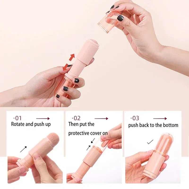 Handle Color: Pink - 4pcs/set 4 In 1 Telescopic Makeup Brush Portable Travel Makeup Brushes Set Eyeshadow Loose Powder Mini Makeup Brush Beauty Tools