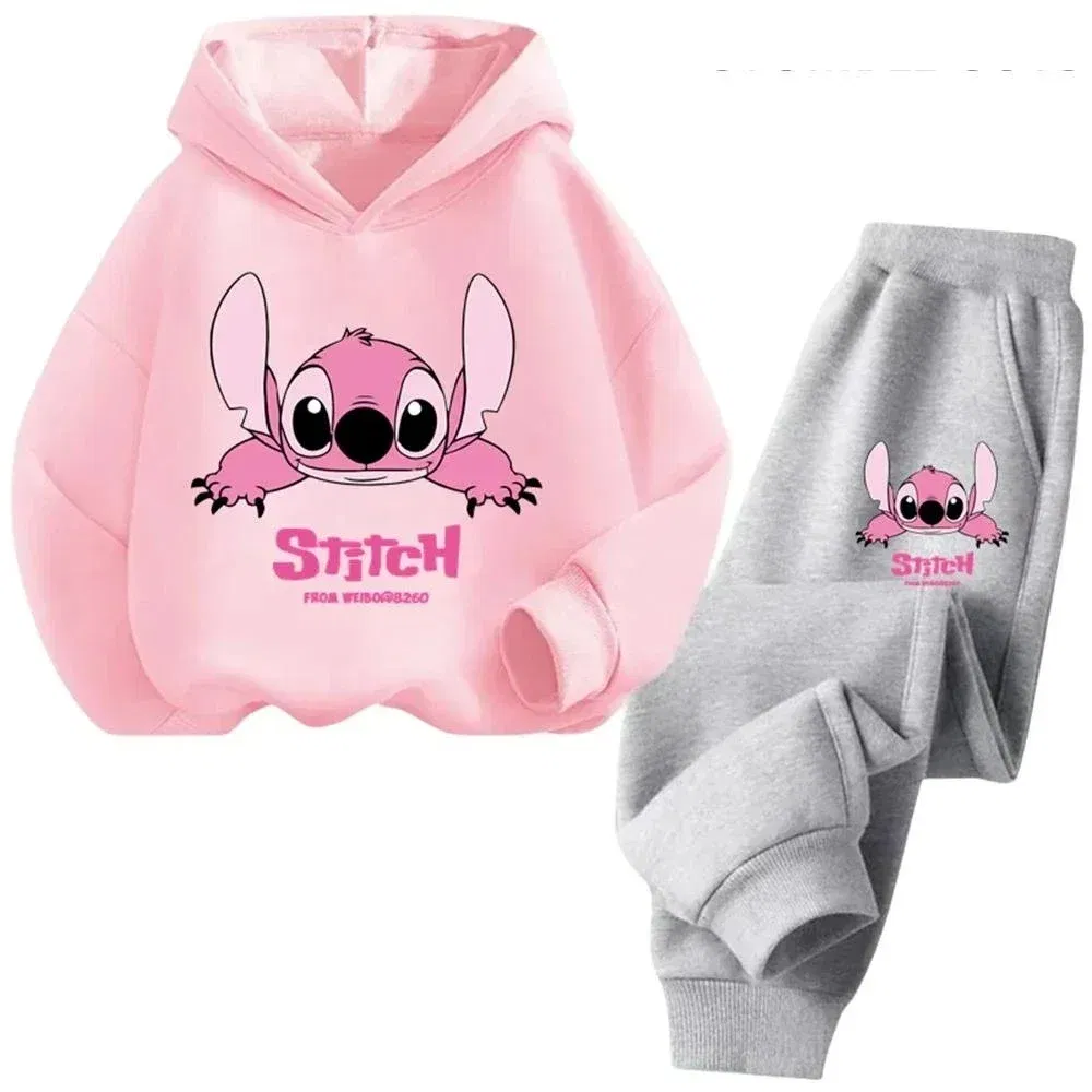 Color: Khaki, Kid Size: 3T - Children Hoodies Stitch Kawaii Fashion Pullover Sweatshirt Anime Trucksuit Manga Cartoons Girls Boy Kids Autumn Casual Clothes