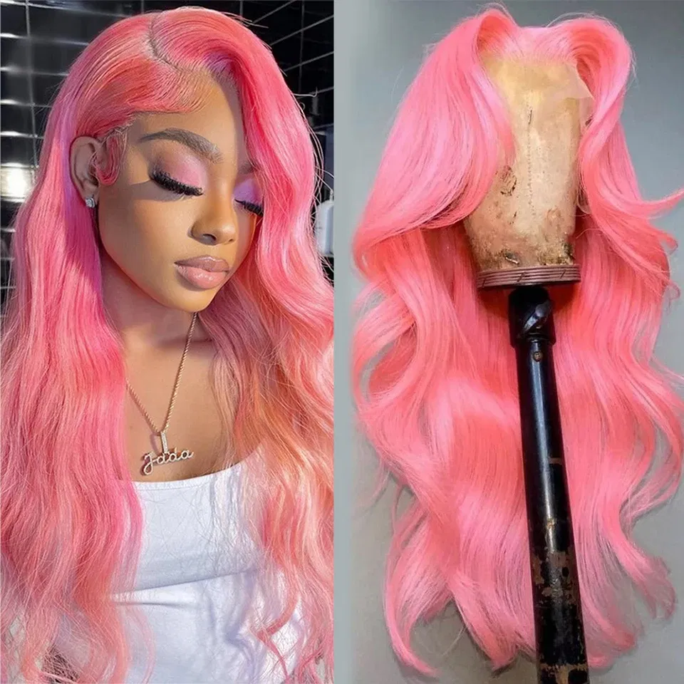 13x4 Body Wave Light Pink Lace Front Wig Human Hair Wigs Colored Wig Transparent 13x6 Hd Lace Frontal Wigs For Women 180 Density