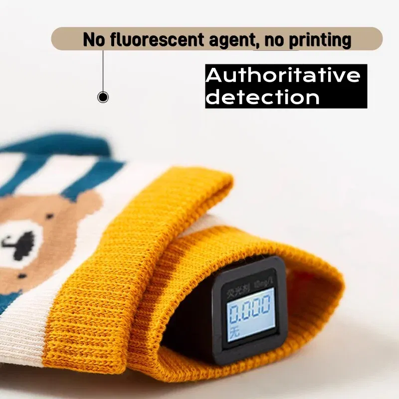 Color: Beige, Size: 2-3T - 5 Pairs Children's Socks Boys Autumn Cotton Socks Baby Child 1-14T Kids Mid-calf  Bear Sock