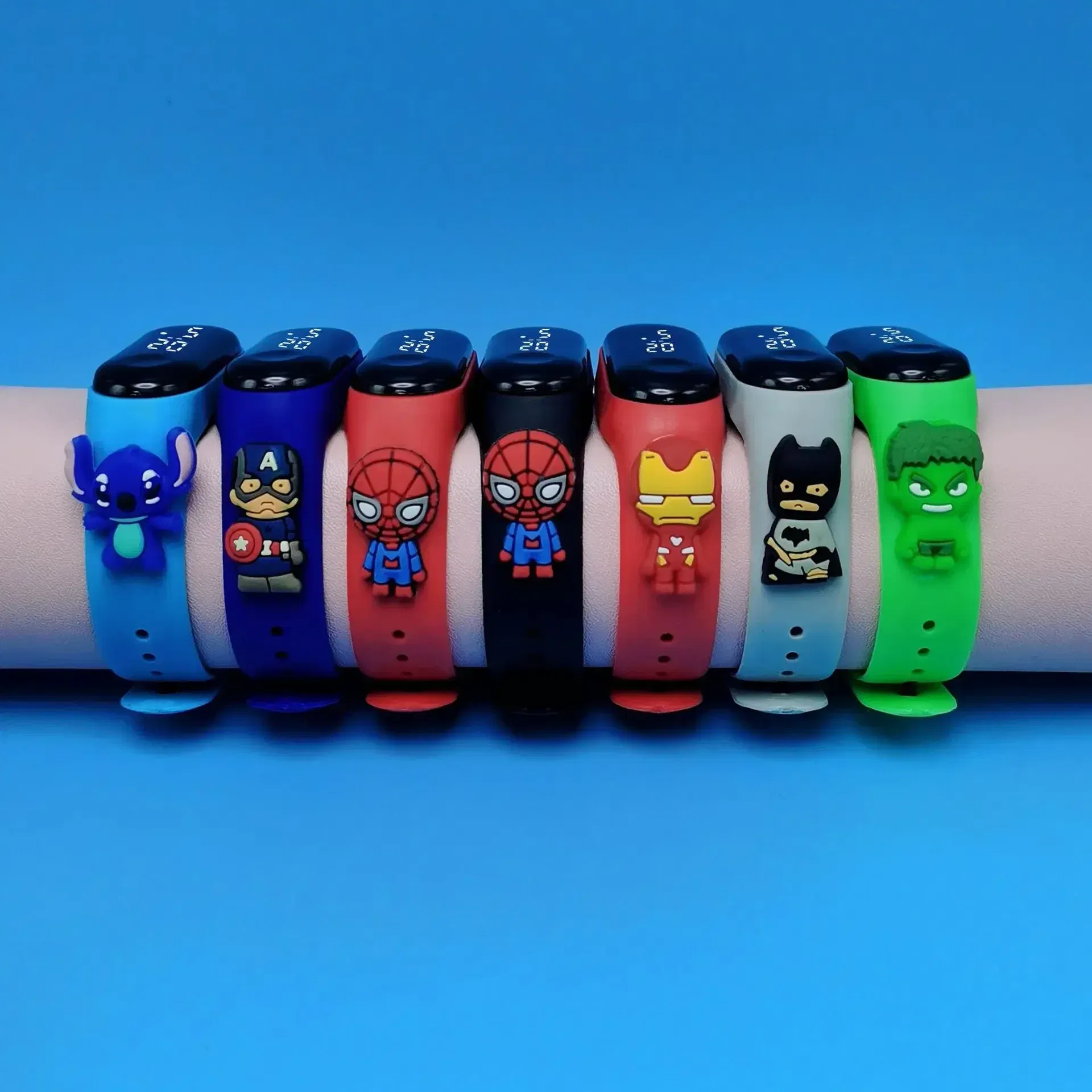 Color: VIOLET/?«?—?…° - Disney Stitch LED Waterproof Kids Digital Watch Spiderman Hulk Children Watch Sports Touch Electronic Kids Gifts