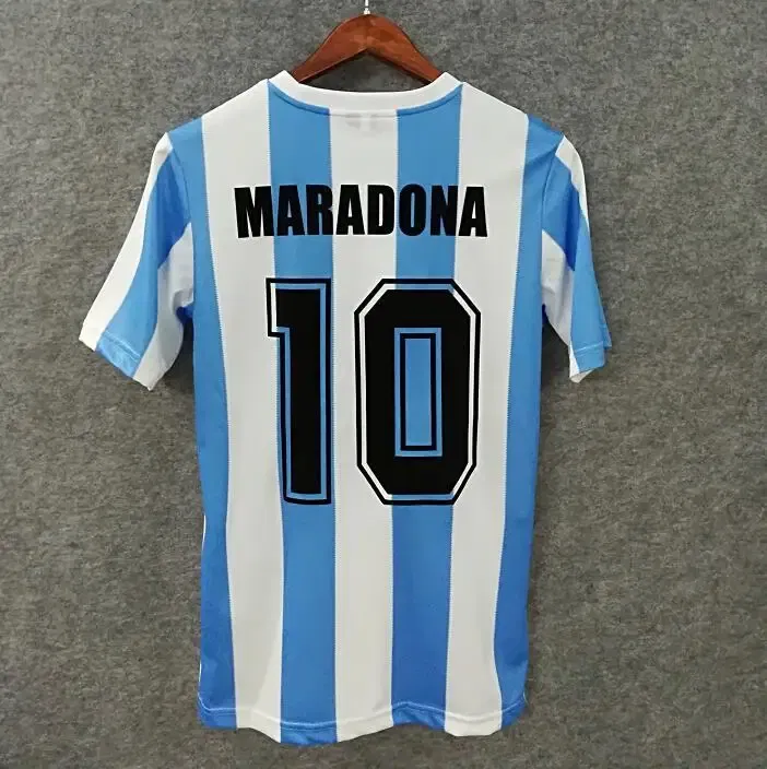 Color: Blue, Size: XS?€old?‰ - Soccer Jersey - Blue & White Stripes Maradona #10 Legendary Player Tribute Must - Have for Football Fans