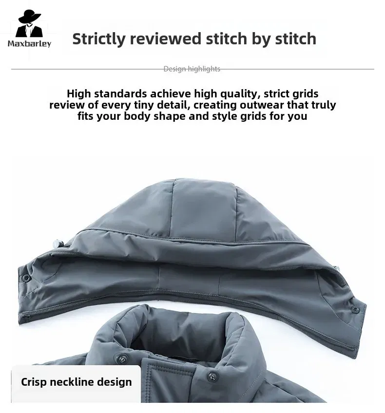 Color: Khaki, Size: L - 2024 New Men's Winter Down Jacket Long Knee-length Thickened Warm Duck Down Parka High-end Hooded Detachable Extremely Cold Coat