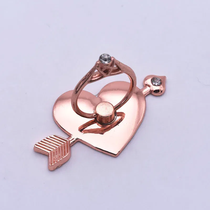 Color: black - Mental Mobile Phone Ring Buckle Bracket Full Metal 360 Back Sticker One Arrow Through The Heart Love Phone Stand accessories
