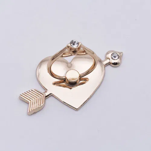 Color: black - Mental Mobile Phone Ring Buckle Bracket Full Metal 360 Back Sticker One Arrow Through The Heart Love Phone Stand accessories