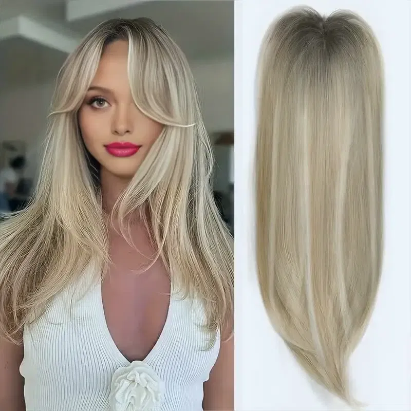 Color: #2, Stretched Length: 22inches - 22 inch top wig block hairpiece wig piece with clip ladies wig heat resistant fiber suitable for beginners daily wear