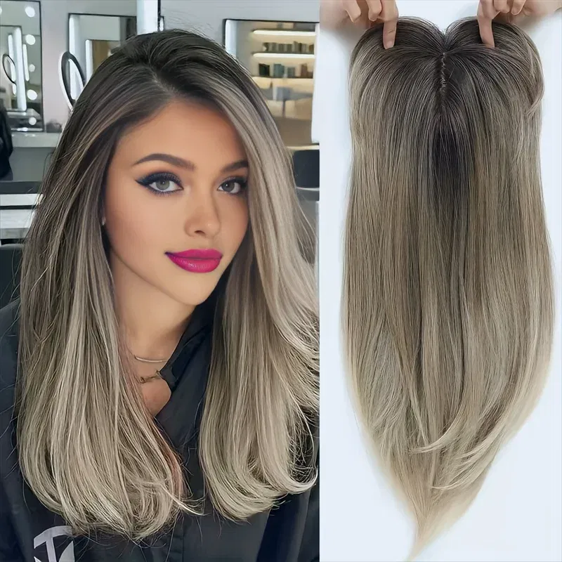 Color: #2, Stretched Length: 22inches - 22 inch top wig block hairpiece wig piece with clip ladies wig heat resistant fiber suitable for beginners daily wear