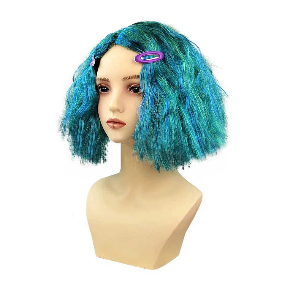 Color: Red - Exclusive Masquerade Joy Sadness Envy Disgust Multiple Styles Wig with Headpiece and Waterdrop Clips Elevate Your Costume Game