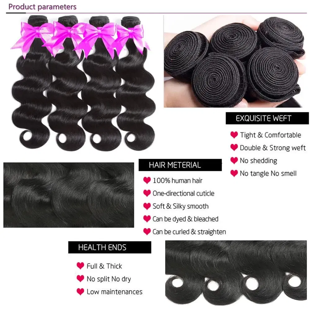 Color: Natural Color, Material Grade: Remy Hair, Longest Hair Proportion: 25%-30%, Ships From: CHINA, Stretched Length: 12 12 12 - Body Wave Bundles Human Hair Brazilian Virgin Hair Loose Body Wave Extensions Unprocessed Human Hair Wavy Bundles Natural Bl
