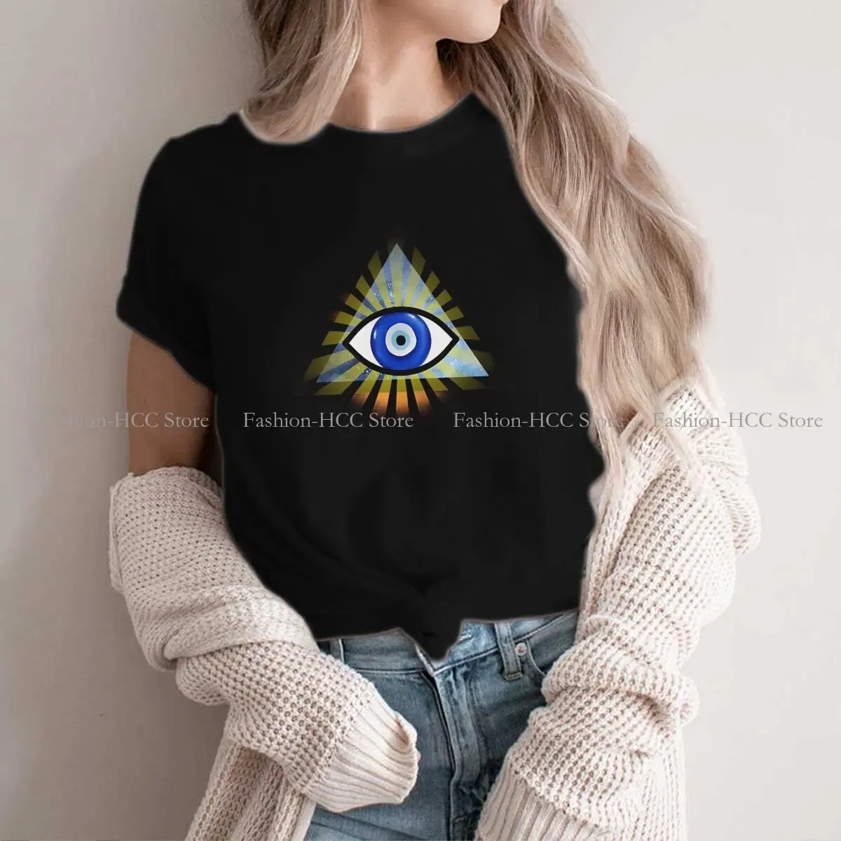 Color: WHITE, Size: M - Evil Eyes Polyester TShirts Evil Eye Protection - All Seeing Eye Personalize Homme T Shirt Hipster Tops