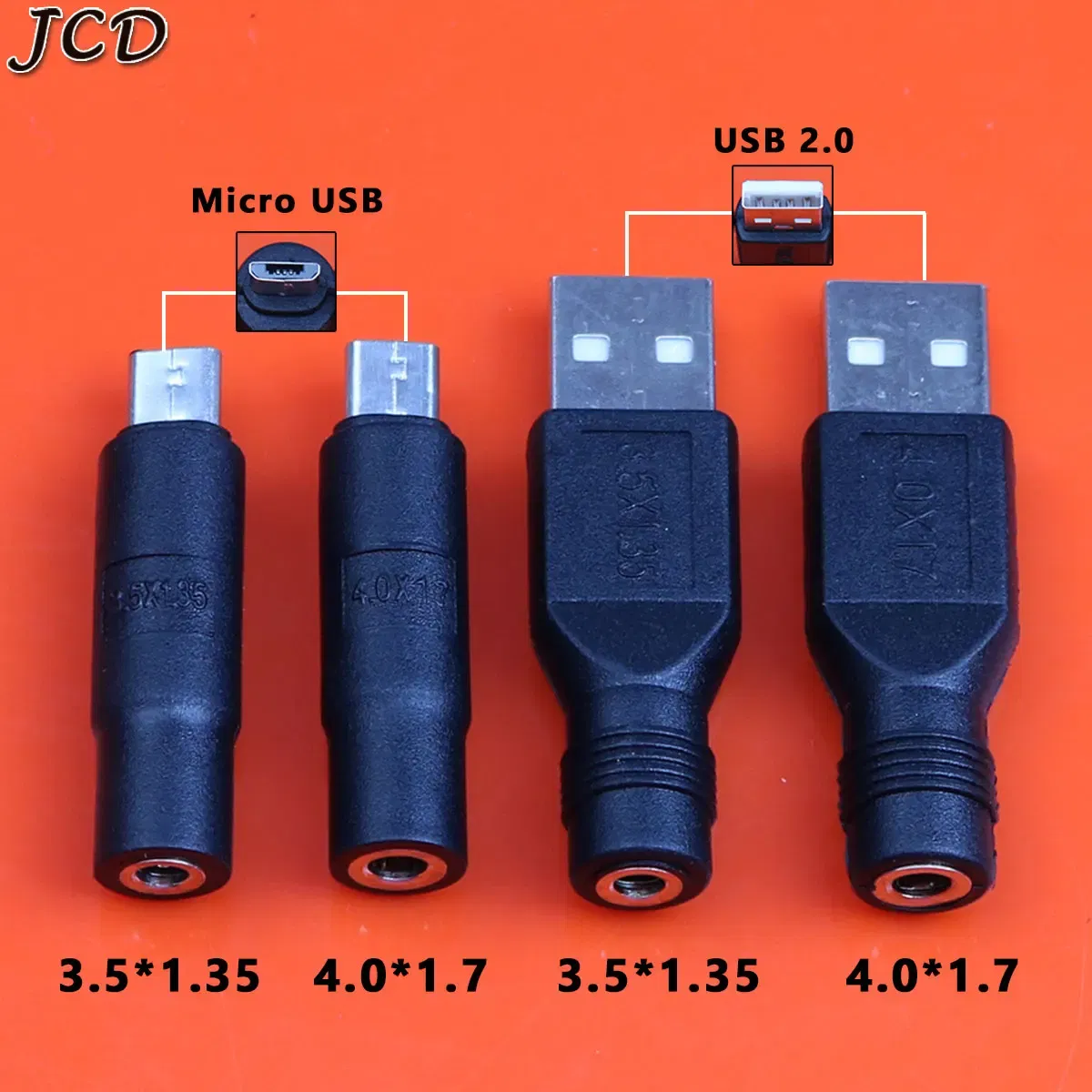 Color: MULTI - JCD 1pcs 3.5x1.35 4.0x1.7mm DC Power Female to Micro USB 2.0 Male Plug Connector Adapter for Smartphone Tablet Charger Converter