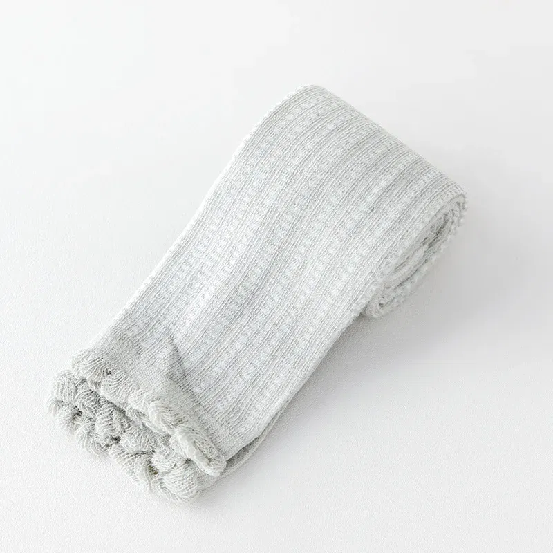 Color: GRAY, Size: 104, Ships From: CHINA - Summer Spring Mesh Baby Girls Stretch Leggings Cotton Solid Ruffle Edge Toddler Kids Pants