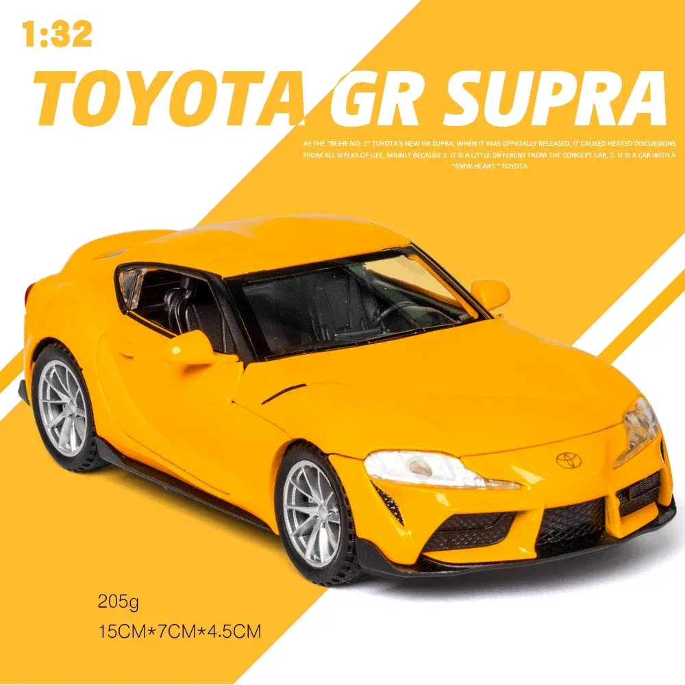 Color: green - 1:32 Toyota GR SUPRA Diecast Alloy Car Model High Simulation Metal Toy With Sound Light Pull Back For Kid Children Collection