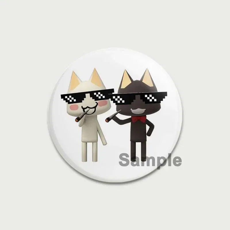 Color: Brown, Size: S - 58/44/32MM Cartoon Funny Toro Inoue Cat Pins Tinplate Badge DIY Custom Brooch for Fans Collection Gifts Decorative Clothes Hats