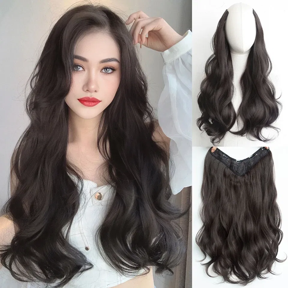 Color: NC/4HL - AOSI Part Synthetic Clip In Hair Extension Long Thick Curly Natural Blonde Flase Hair Hairpieces For Women Heat Resistant