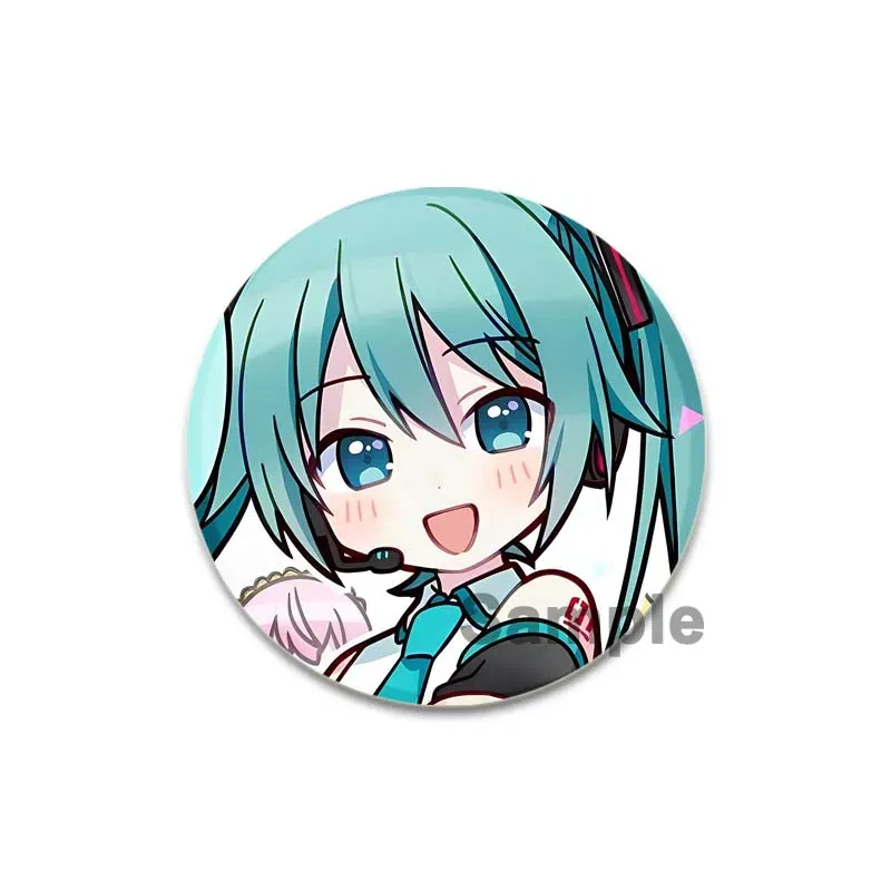 Color: grey, Size: M - 58/44/32mm Miku Anime Round Pins Cartoon Badges Cosplay Handmade Tinplate Brooch on Backpack Clothes Chest Ornament Gifts