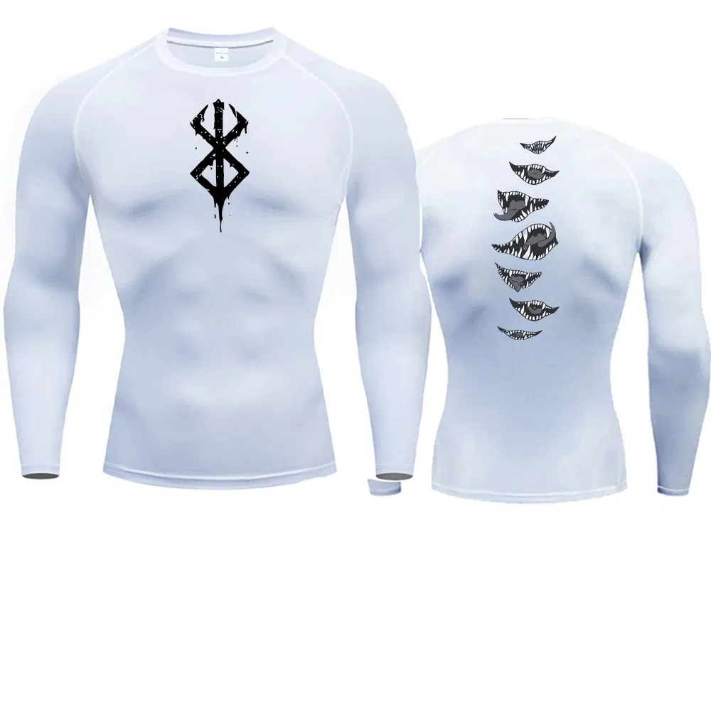 Color: Brown, Size: XXL - 2024Anime Berserk Guts Men's Compression Shirt Fitness Sport Running Tight Gym TShirts Athletic Quick Dry Tops Tee Summer
