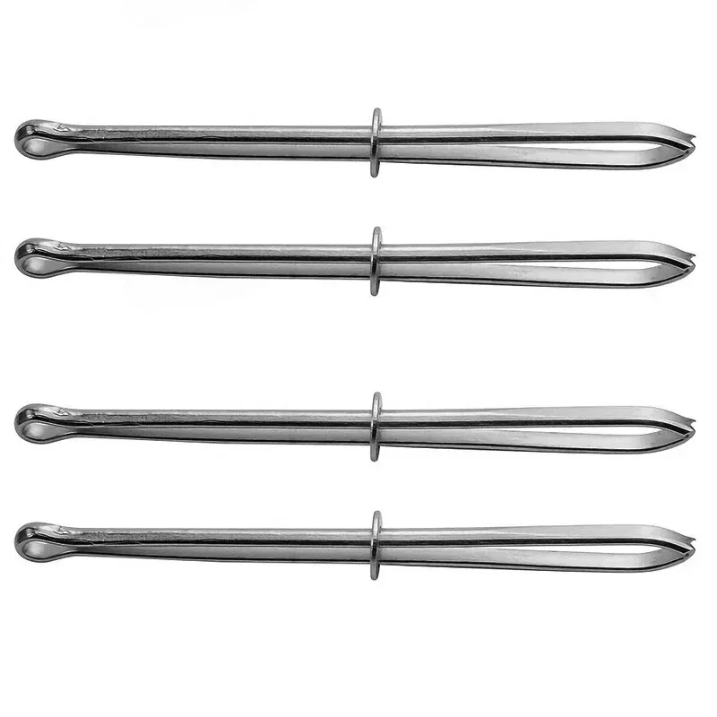 Color: Red - 2pcs/Set Stainless Steel Garment Clips Sewing DIY Tools Elastic Band Tape Punch Cross Stitch Threader Wear Rope Elastic Clamp