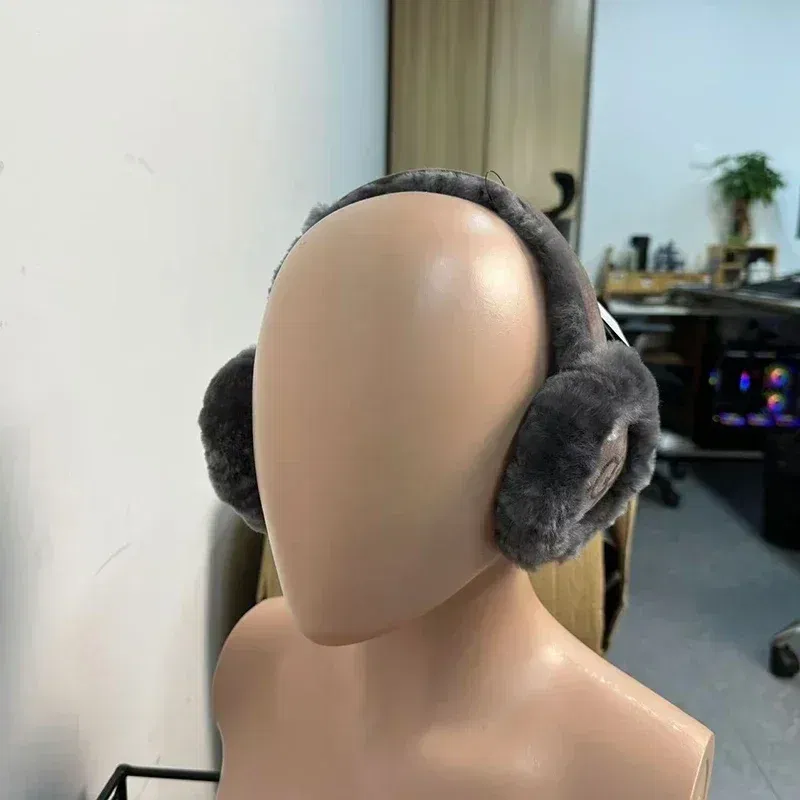 Color: black - 1PC Solid Color Soft Plush Ear Warmer Winter Warm Earmuffs Fashion Ear Cover Outdoor Cold Protection EarMuffs Folding Earflap