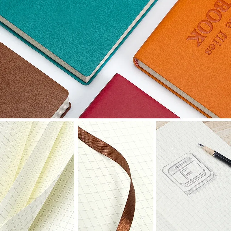 Color: Blue - Grid Notebook A5,Travelers Journals School Office Meeting Record 80GSM/264 Pages Checkered Paper Notepad Handbook Agenda 2024/25