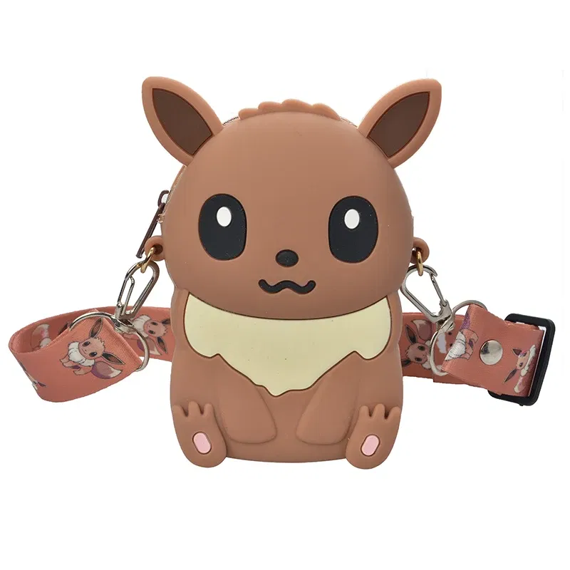 Color: Yellow - Pokemon Bag Crossbody Bags for Children Mini Coin Purse Kawaii Fashion Toy Anime Action Figures Pikachu Eevee Funny Modelding