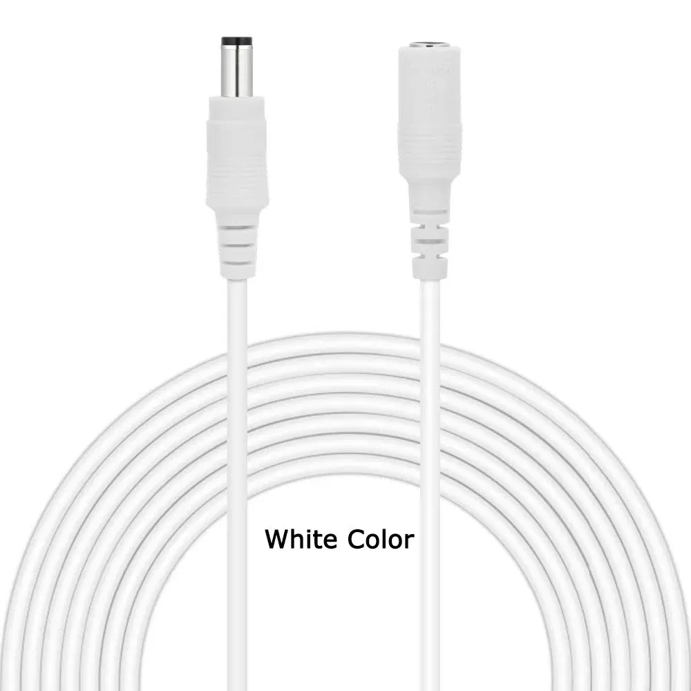Color: WHITE - DC 12V Extension Power Cable 2.1mm*5.5mm Male To Female Connect Wire White Black 0.5m 1m 2m 3m 5m 10m For LED Light CCTV Camera