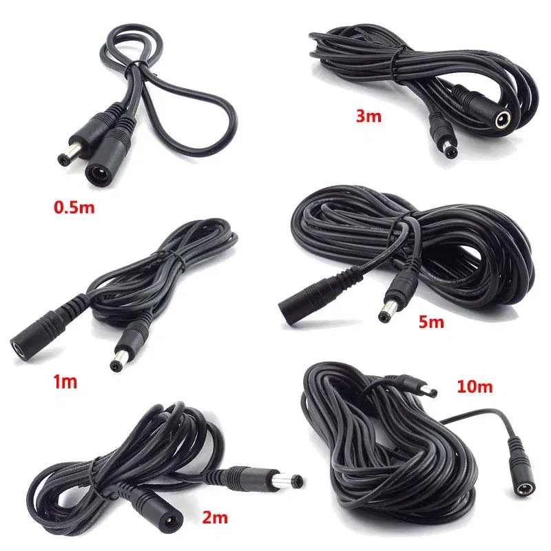 Color: WHITE - DC 12V Extension Power Cable 2.1mm*5.5mm Male To Female Connect Wire White Black 0.5m 1m 2m 3m 5m 10m For LED Light CCTV Camera