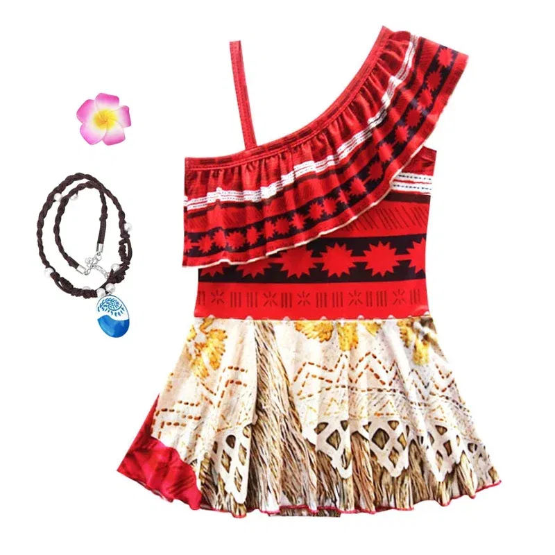 Color: Gold, Kid Size: 24M - Moana 2 Swimsuit Summer Holiday Beach Girls Two-piece Bikini Toddler Adventure Outfit Pool Party Vaiana Fancy Dress Up