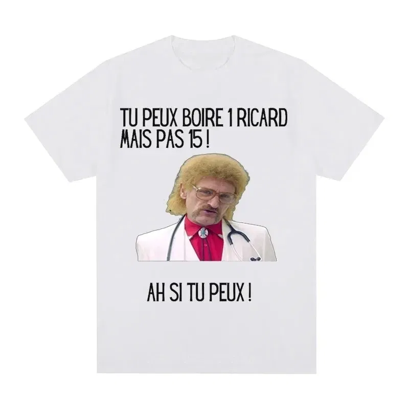 Color: black, Size: S - Funny Cotton T-shirt Print You Can Drink A Ricard But Not 15 Graphic Black Classic Tops Summer Short Sleeve Premium Tees 01336