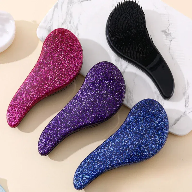 Color: Blue - Children Magic Handle Detangle Hair Comb Shower Massage Hairbrush Anti Static Massage Hair Brush Woman Salon Hair Accessories