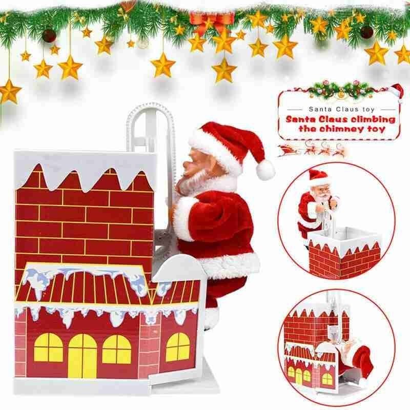 (🔥2023 BEST GIFT TO FAMILY🔥)Electric Chimney Climbing Santa Claus Musical Toys