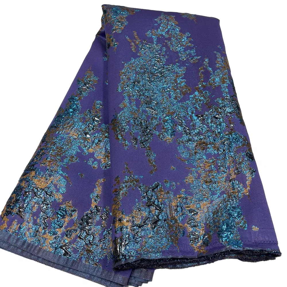 Color: pink, length: 5 yards, Width: 120cm - Salouva 2024 High Quality African Nigerian Gilding Tulle Lace Fabric Embroidery Organza French Lace Jacquard Brocade Lace Fabric