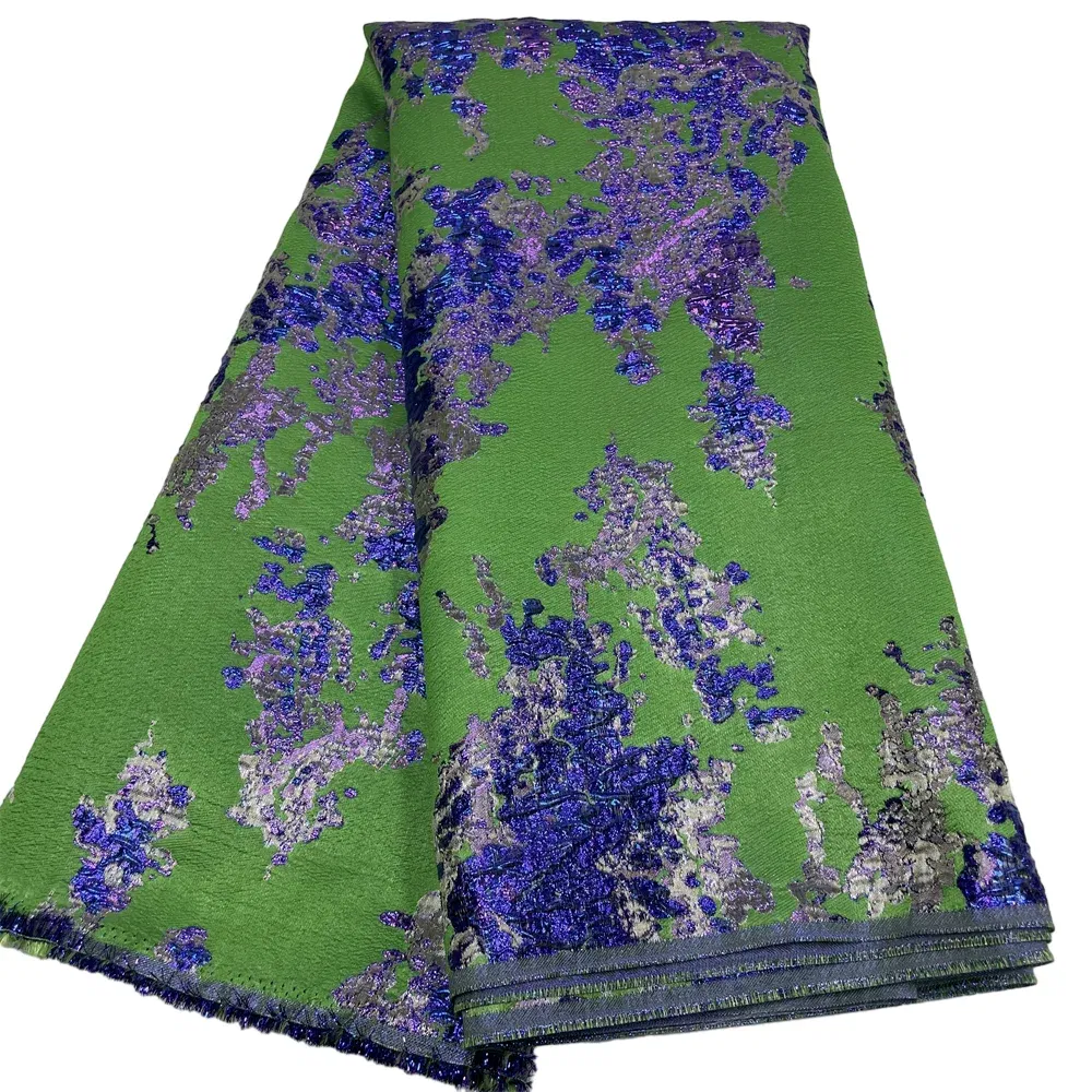 Color: pink, length: 5 yards, Width: 120cm - Salouva 2024 High Quality African Nigerian Gilding Tulle Lace Fabric Embroidery Organza French Lace Jacquard Brocade Lace Fabric