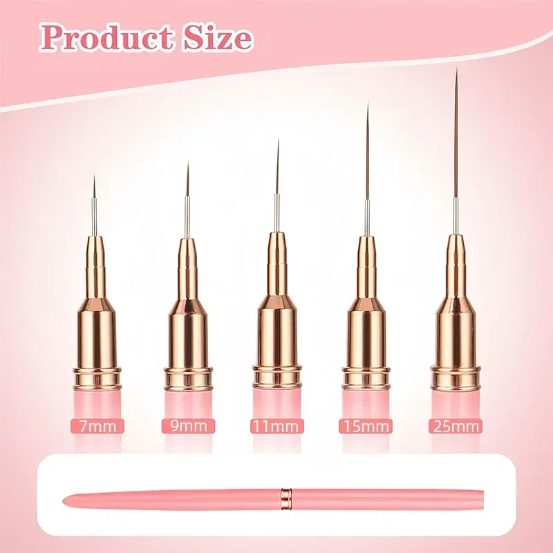 Color: DARK GRAY - 1Pcs French Stripe Nail Art Liner Brush Set Pink Tips Ultra-thin Line Drawing Pen Carved UV Gel Painting Brushes Manicure Tools