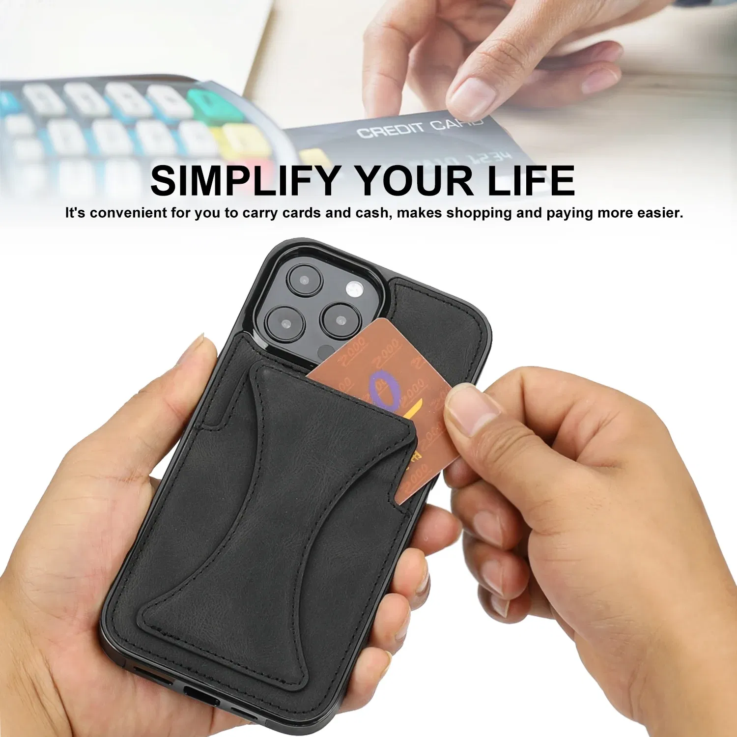 Color: black, Material: aluminum - For iPhone 16 Pro Max Plus Case 2024 With Magnetic Leather Kickstand Card Slot Wallet Back Cover Protection Shockproof Coque