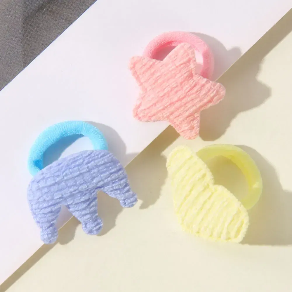 Color: green - 10/30pcs girls star butterflies children's hairband harmless hair cute towels rope ponytail rack children's rubber band headwear