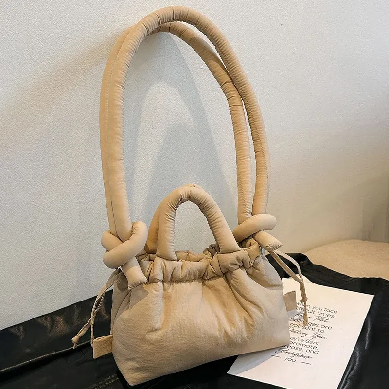 Color: black, Ships From: CHINA - Fashion Small Puffer Tote Bag Designer Padded Women Shoulder Bags Nylon Down Cotton Crossbody Bag Mini Lady Handbags 2024 Trend