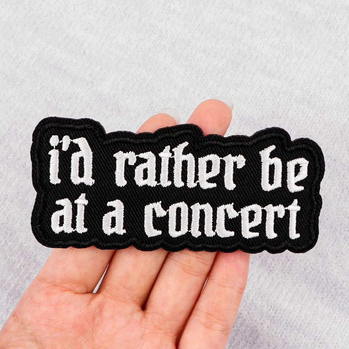Color: antique silver - Letters Black Embroidery Patch Funny Quotes Iron On Patches For Clothing Thermoadhesive Patches On Clothes DIY Sew Badges