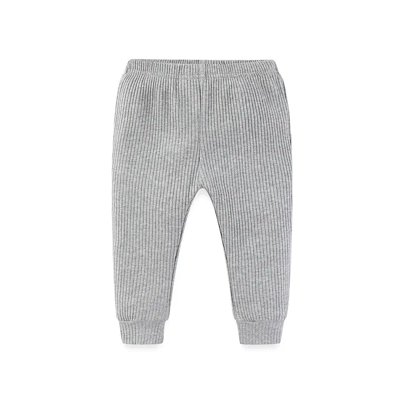 Color: GRAY, Kid Size: 12M - Kiddiezoom 1 Pcs/Lot Fashion Unisex Solid Baby Boy Girl Pants 0-24Months Cotton Ribbed Soft Newborn Leggings
