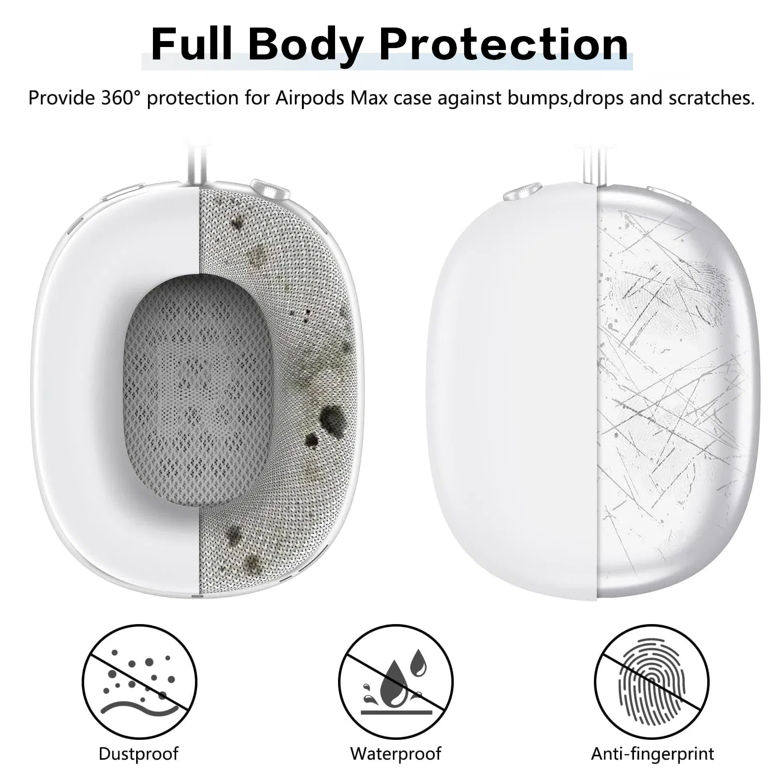 Color: Pink - Silicone Case Cover for AirPods Max (2024/2020)Accessories Soft Silicone Skin Protector ,Anti-Scratch Ear Pad Case Cover