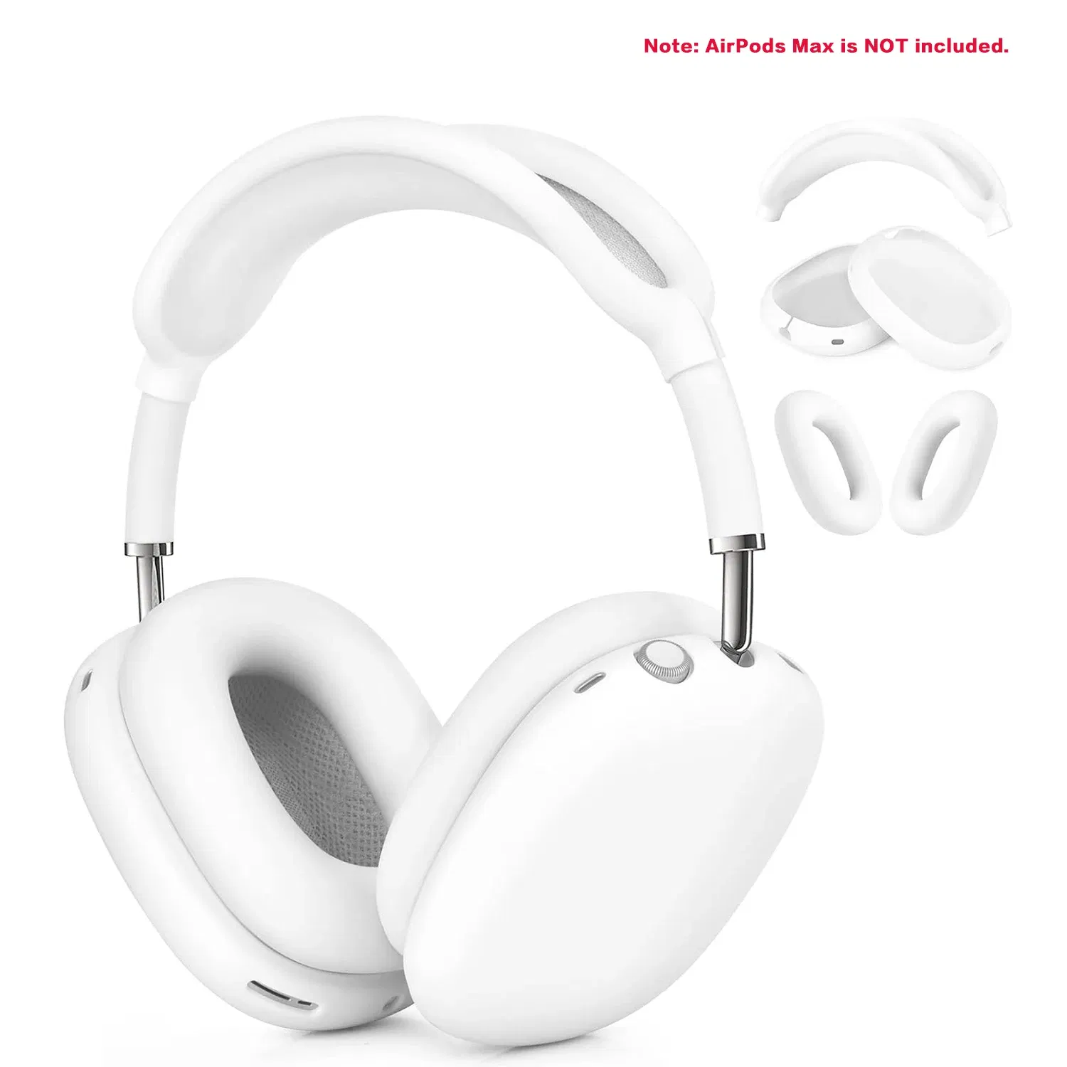 Color: Pink - Silicone Case Cover for AirPods Max (2024/2020)Accessories Soft Silicone Skin Protector ,Anti-Scratch Ear Pad Case Cover