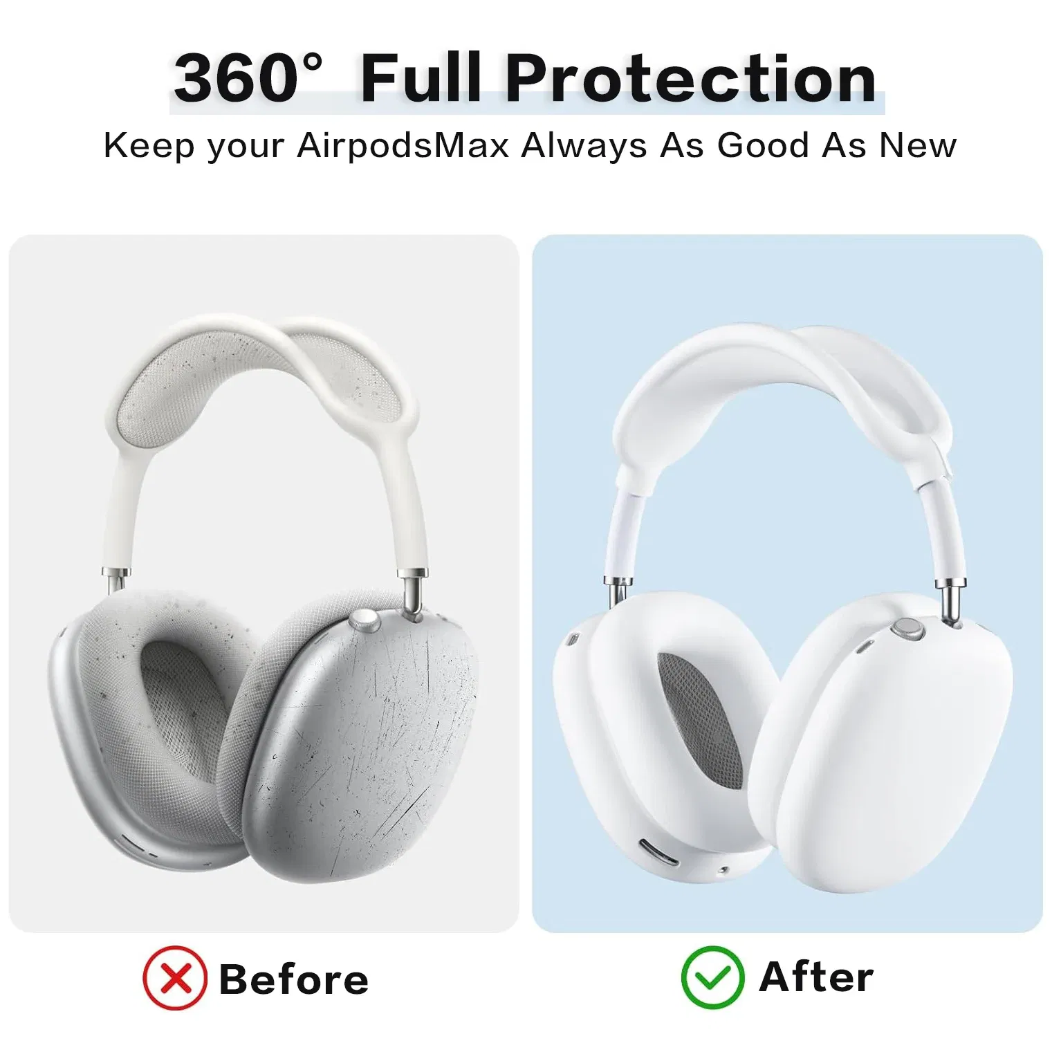 Color: Pink - Silicone Case Cover for AirPods Max (2024/2020)Accessories Soft Silicone Skin Protector ,Anti-Scratch Ear Pad Case Cover