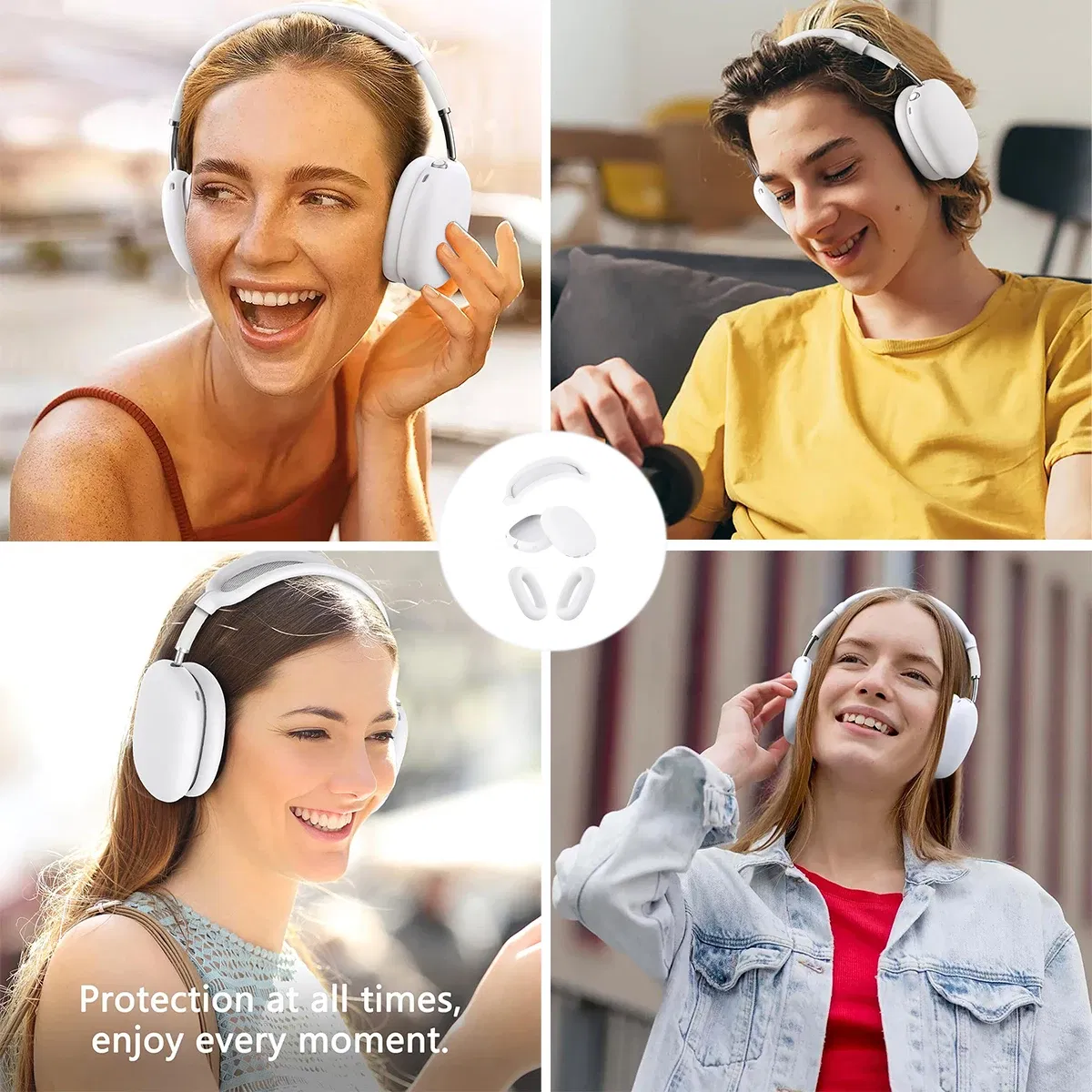 Color: Pink - Silicone Case Cover for AirPods Max (2024/2020)Accessories Soft Silicone Skin Protector ,Anti-Scratch Ear Pad Case Cover