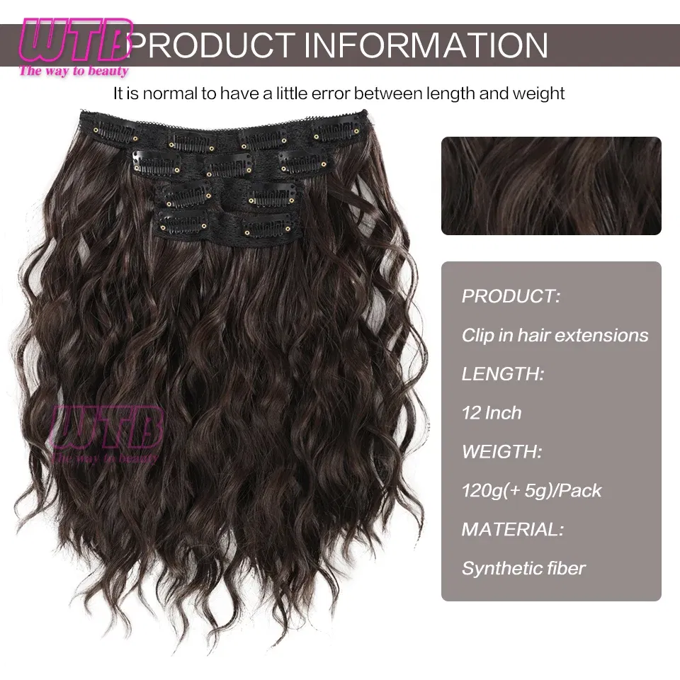 Color: #35 - Synthetic Heat Resistant Hair Extensions Multi Color Clip-in Body Wave 12inch 4 PCS Double Weft for Women Girl Daily Party Use